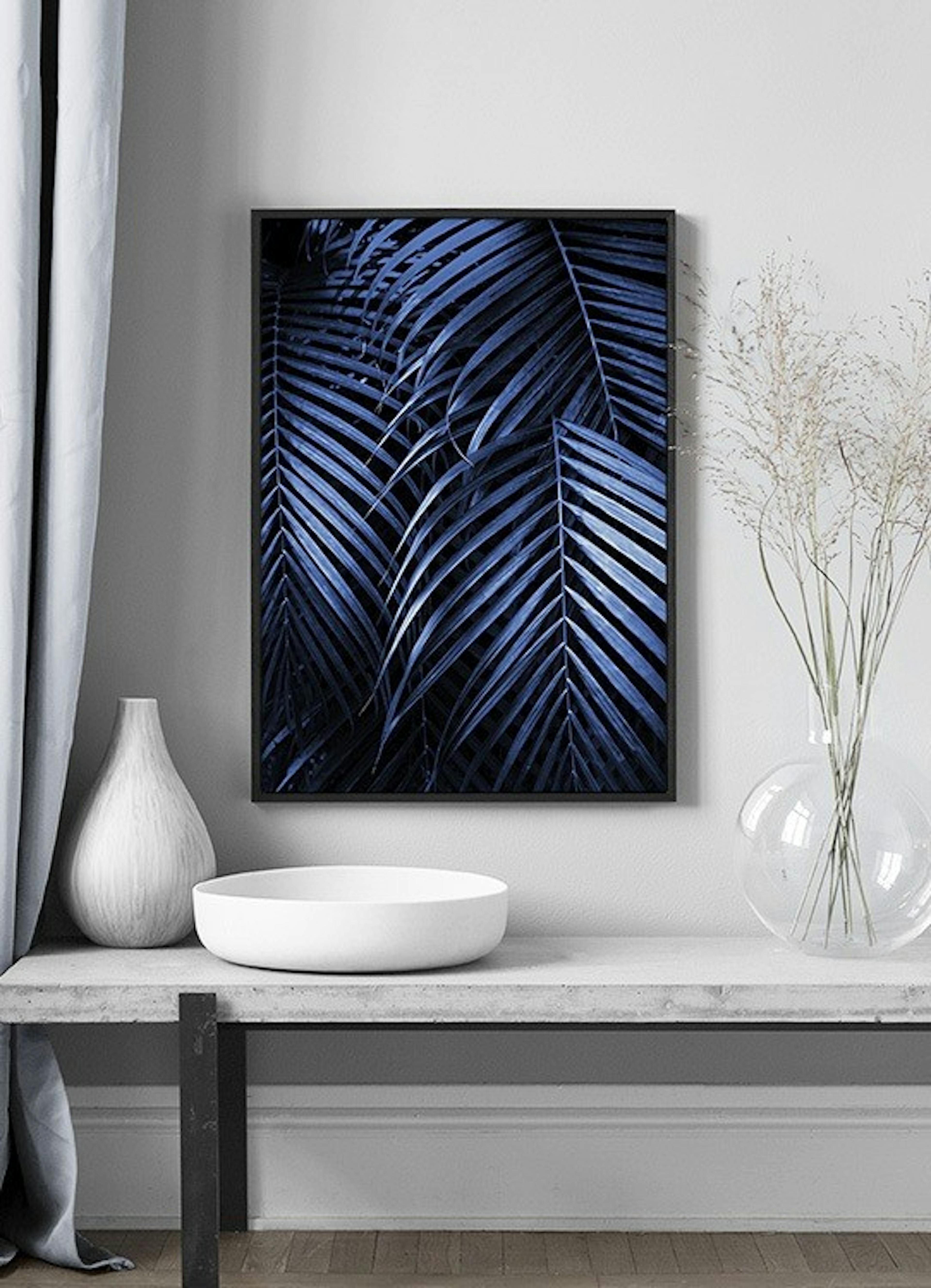 Blue Palm Leaves No2 Poster