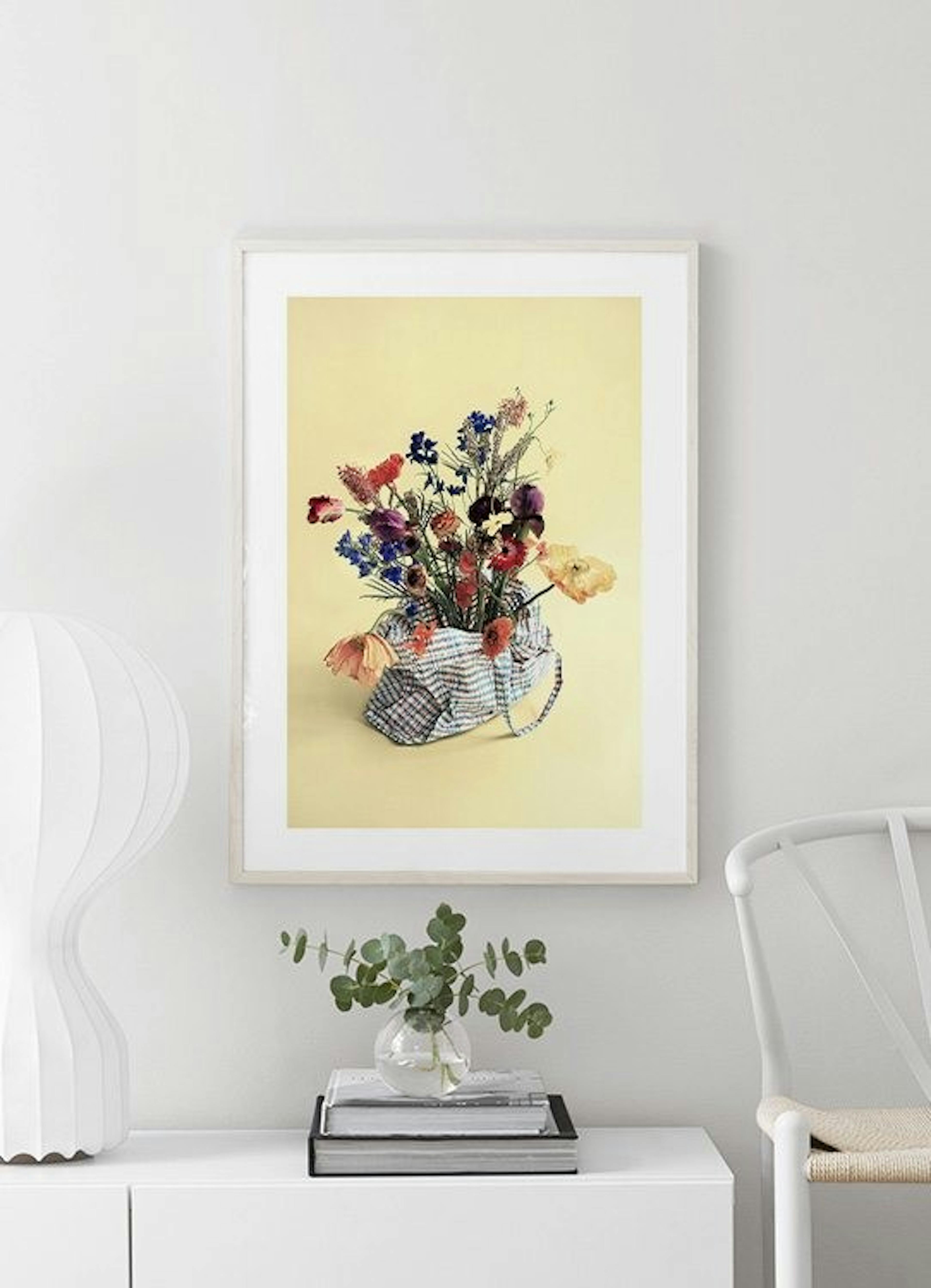 Yellow Still Life with Flowers Poster