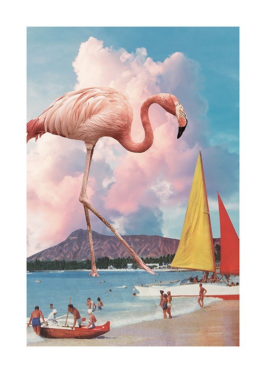 Flamingo Playground Poster - Flamingo at the beach 