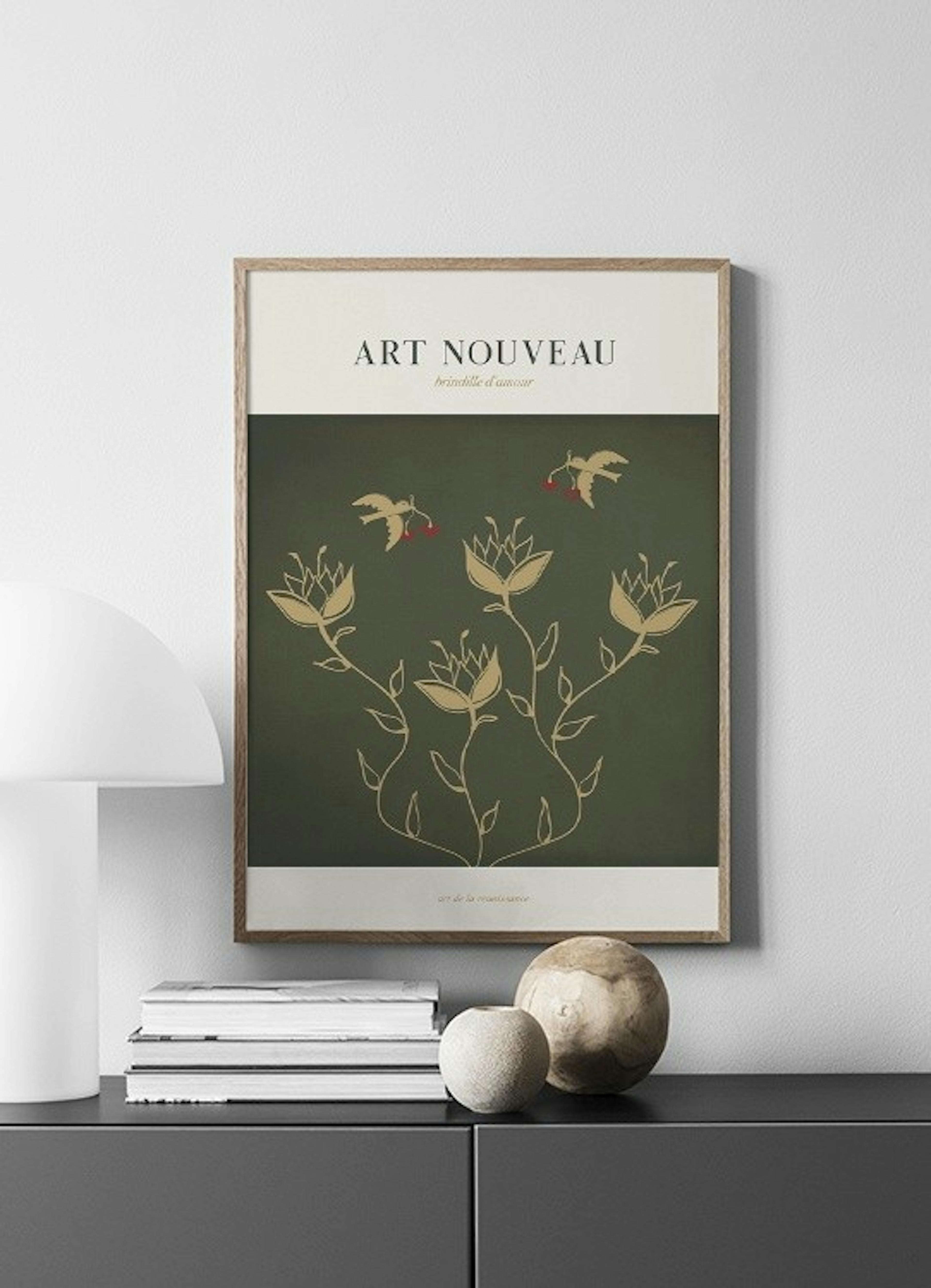 Art Nouveau Love Birds Poster