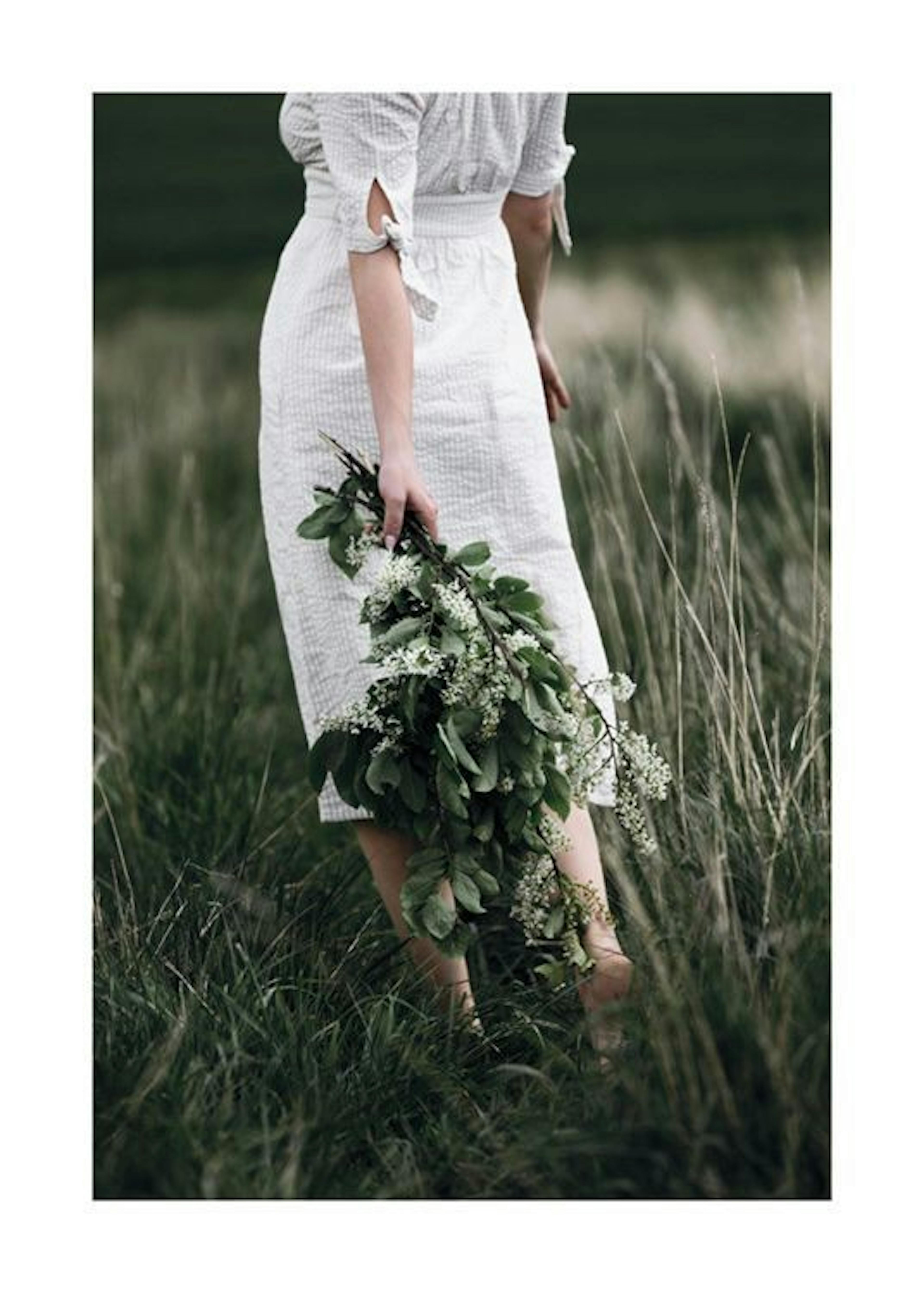 Woman With Bouquet Print