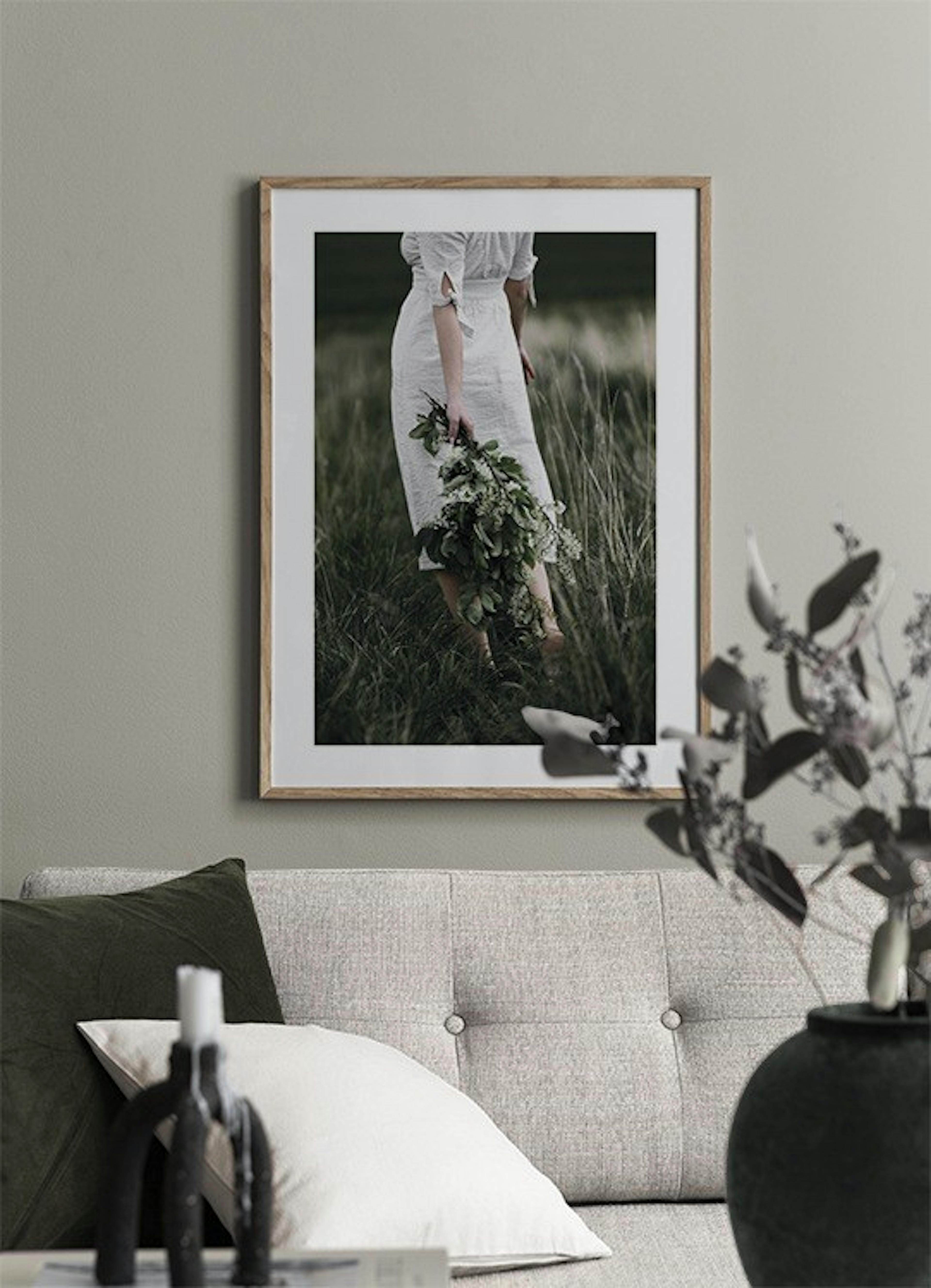 Woman With Bouquet Print