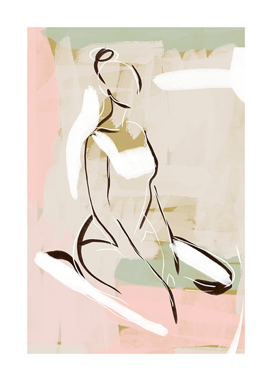 Pastel Figure No1 Plakat - Line art i pastel Desenio.dk