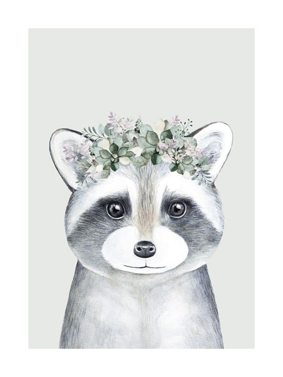 Flower Raccoon Juliste 0