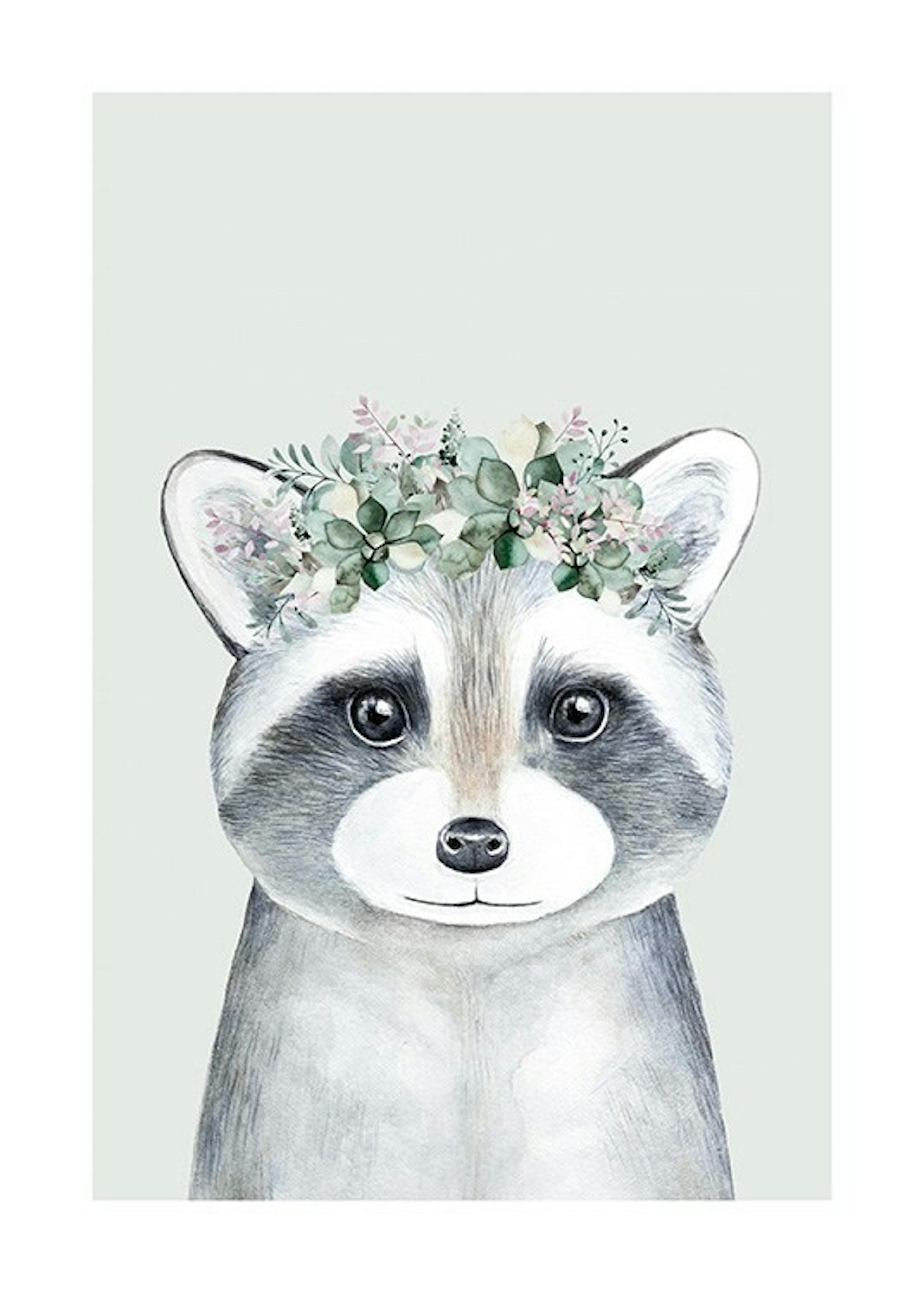 Flower Raccoon Print 0