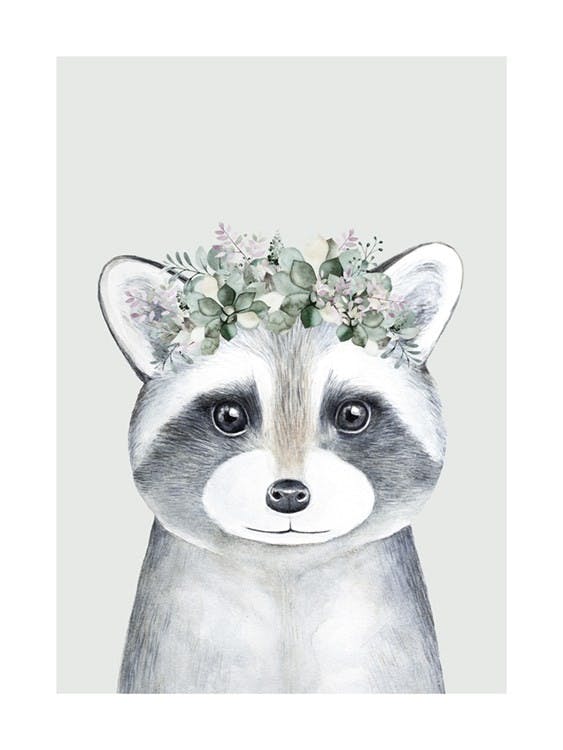 Flower Raccoon Poster 0