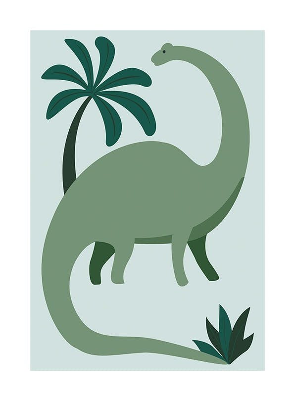 Green Dinosaur Plakat (30x40 cm)- Plakaty dla dzieci
