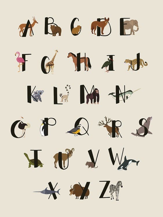 Animals Of The World Alphabet Juliste 0