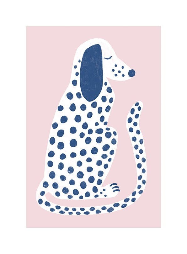 Prints - Pink and Blue Dalmatian Print (21x30 cm) - Kids posters
