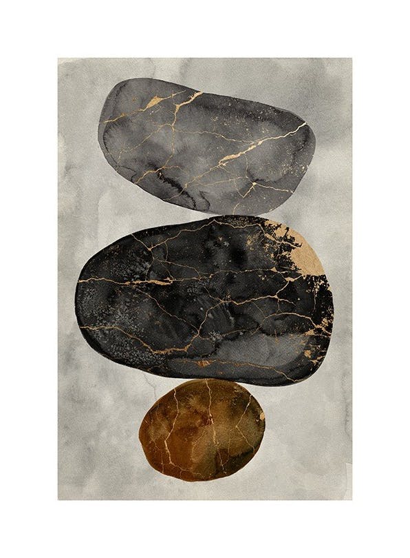 Golden Cracks Affiche (50x70 cm) - Affiches d'art abstrait