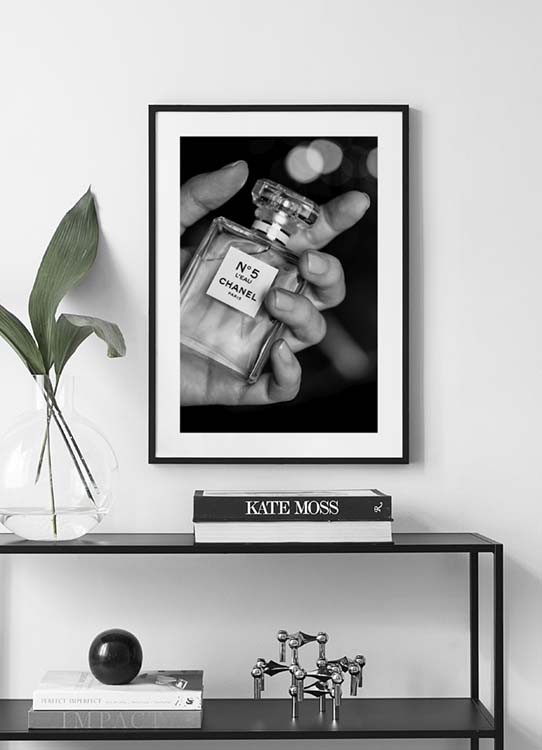 Chanel No. 5 in Black and White II by Coco Chanel Poster & Canvas Prints