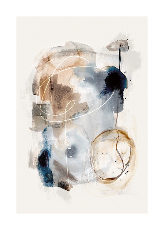Abstract Watercolor Brushes No1 Poster - Abstract painting 