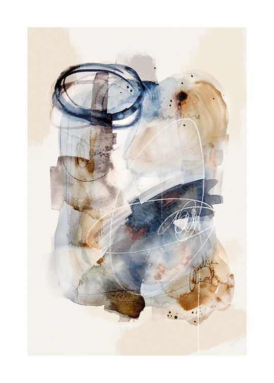 Abstract Watercolor Brushes No2 Poster - Abstract painting 