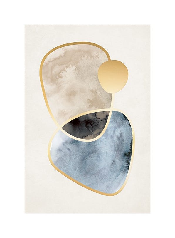 Gold and Aquarelle No1 Poster (21x30 cm)
