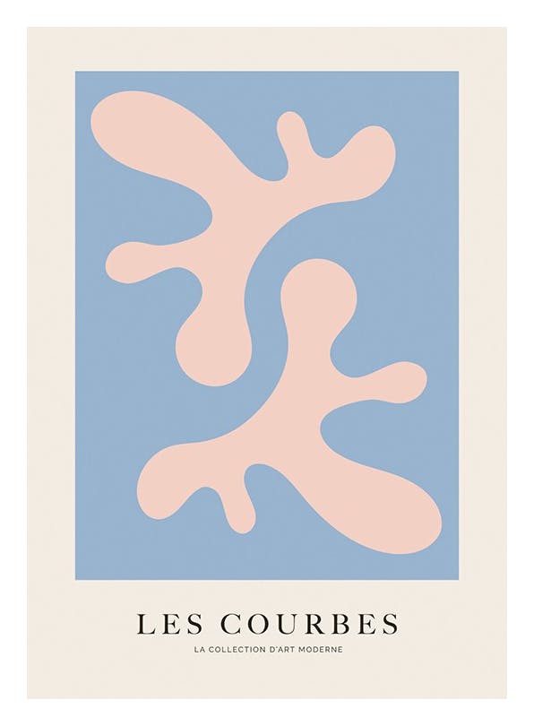 Prints - Les Courbes Bleu Print (30x40 cm) - Abstract art prints
