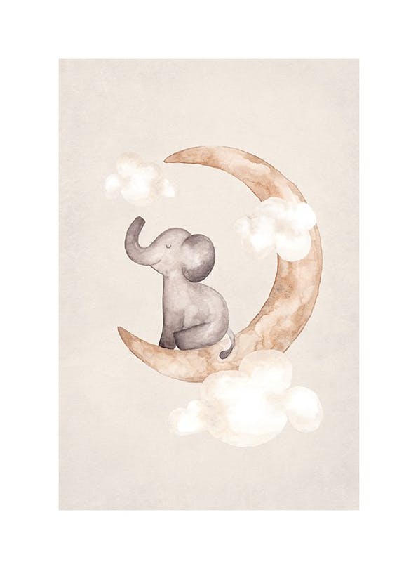 Prints - Dreaming Elephant Print (21x30 cm) - Kids wall art