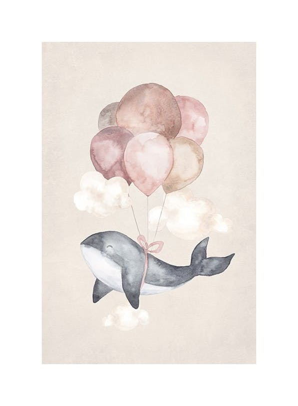 Dreaming Whale Plakat (21x30 cm) - Plakater til børneværelset