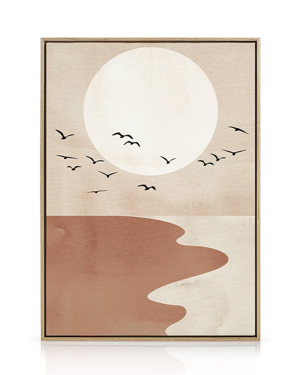 Sunset Beach Canvas (50x50 cm - Cadre de chêne)  Tableau sur toile encadré