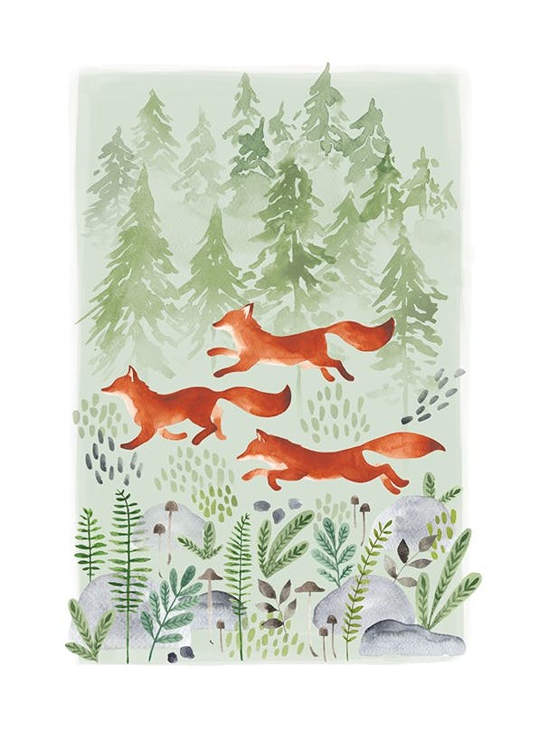 Prints - Leash Of Foxes Print (30x40 cm) - Art prints