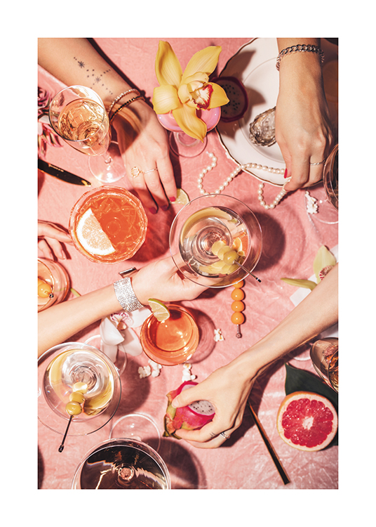 Girls Night Out Poster - Fruit, flowers, and cocktails - desenio.com
