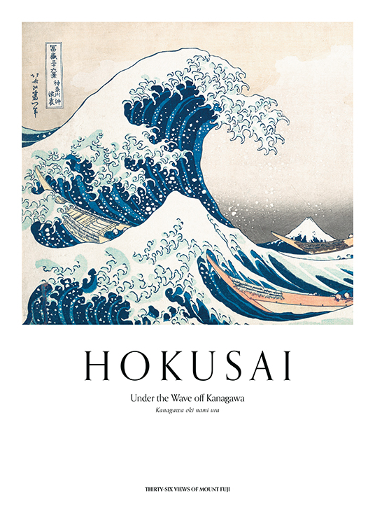 retning hjul mekanisme Hokusai - The Great Wave Plakat - Blå bølge - desenio.dk