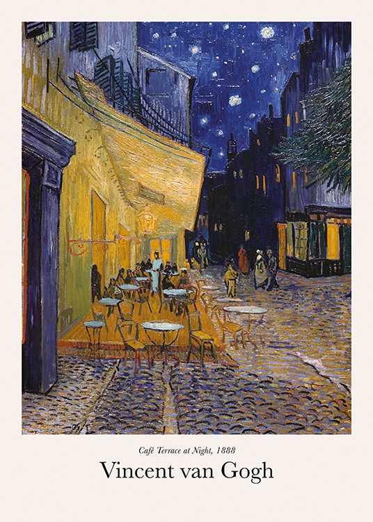 Van Gogh - Café Terrace at Night Poster - Café in city 