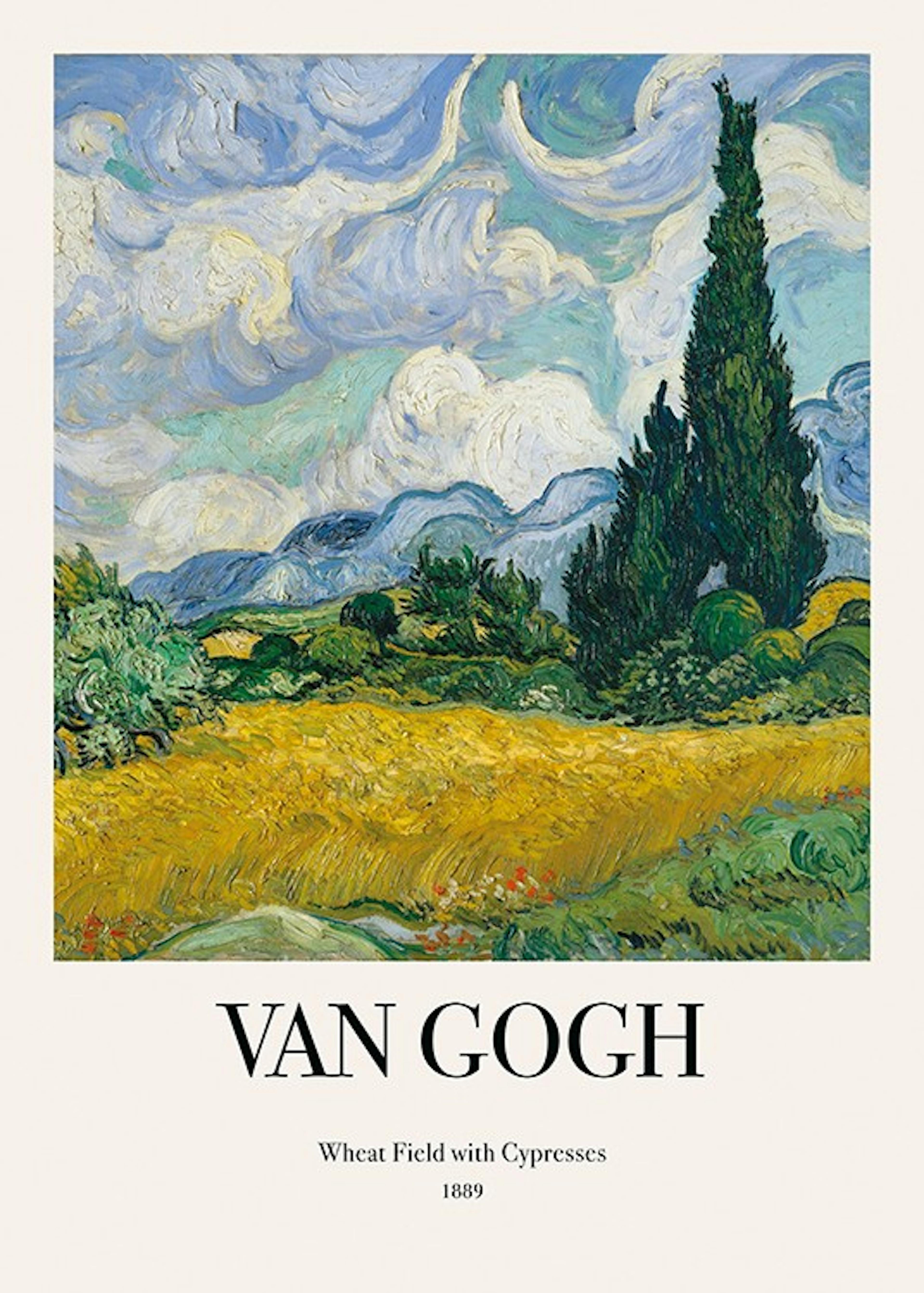 Van Gogh - Wheat Field with Cypresses 포스터 0