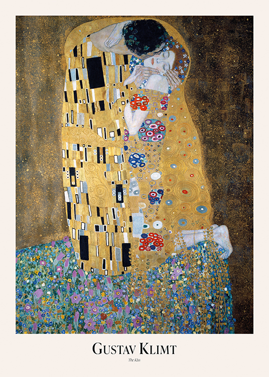 Gustav Klimt - The Kiss Poster - Kissing in -