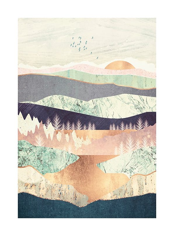 SpaceFrog Designs - Golden Spring Reflection Print (50x70 cm)