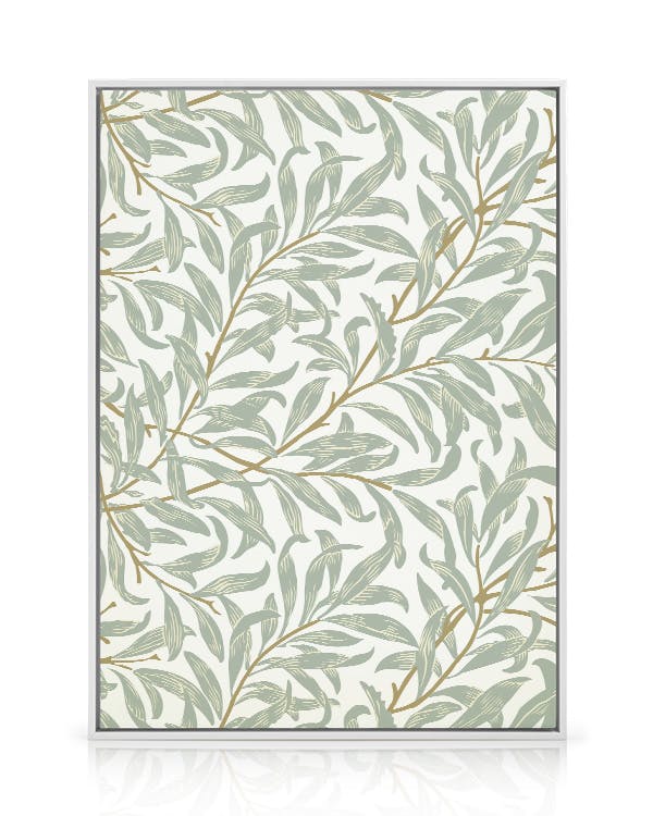 William Morris - Willow Bough Canvas (50x70 cm - Cadre en Bois Blanc)  Tableau sur toile encadré