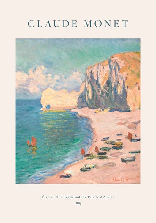 Monet - Étretat- The Beach and the Falaise d'Amont Affiche 0