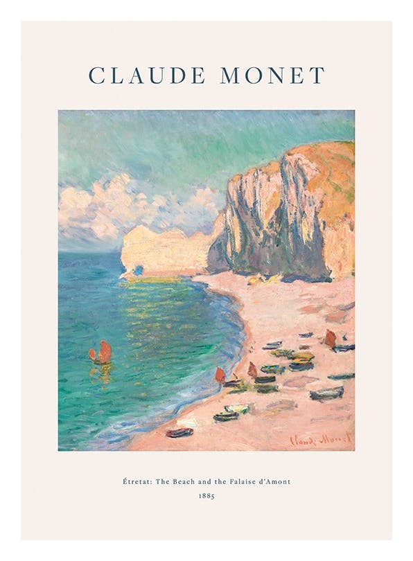 Monet - Étretat- The Beach and the Falaise d'Amont Print (30x40 cm)- Monet Posters