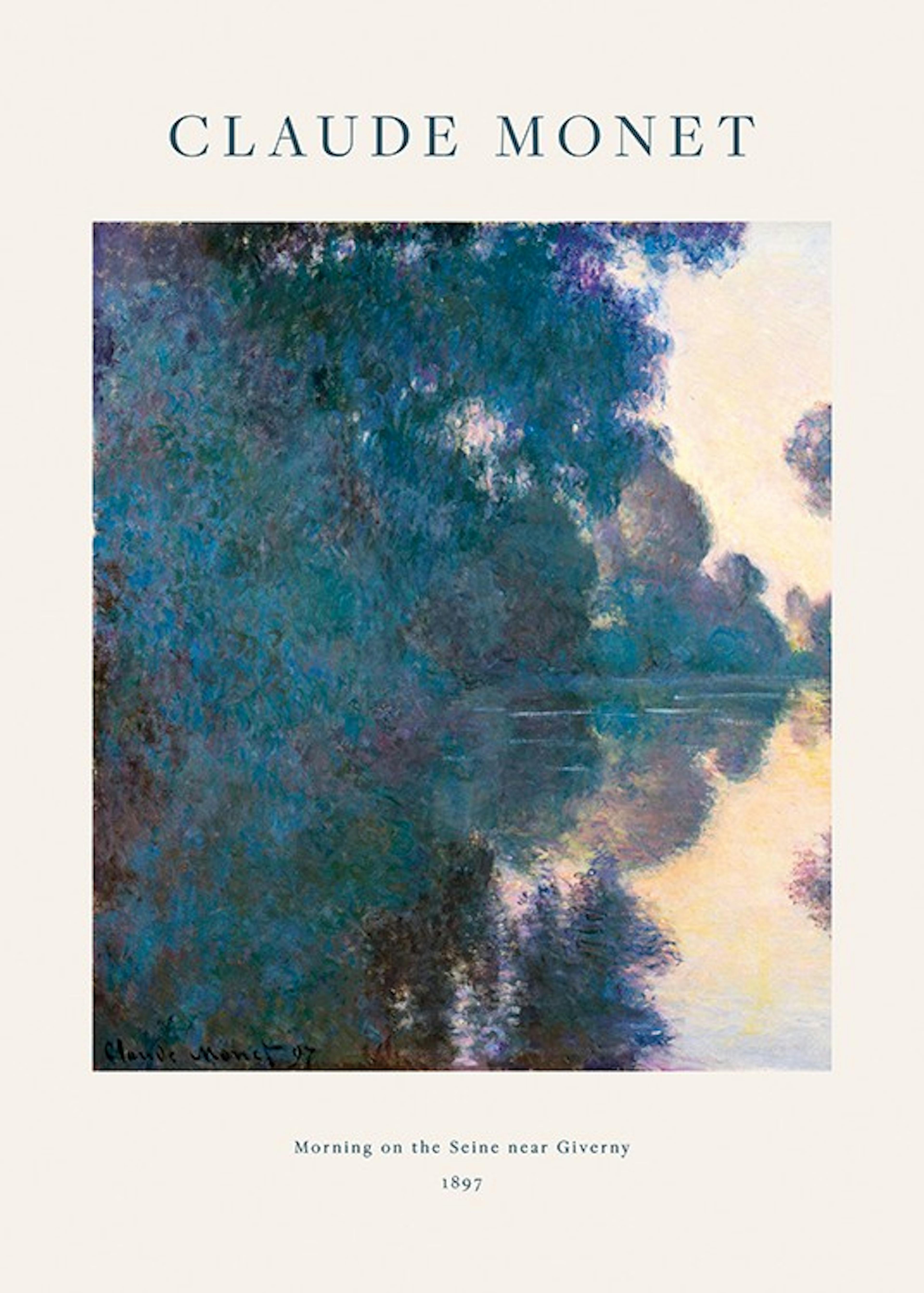 Monet - Morning on the Seine near Giverny Plakát 0