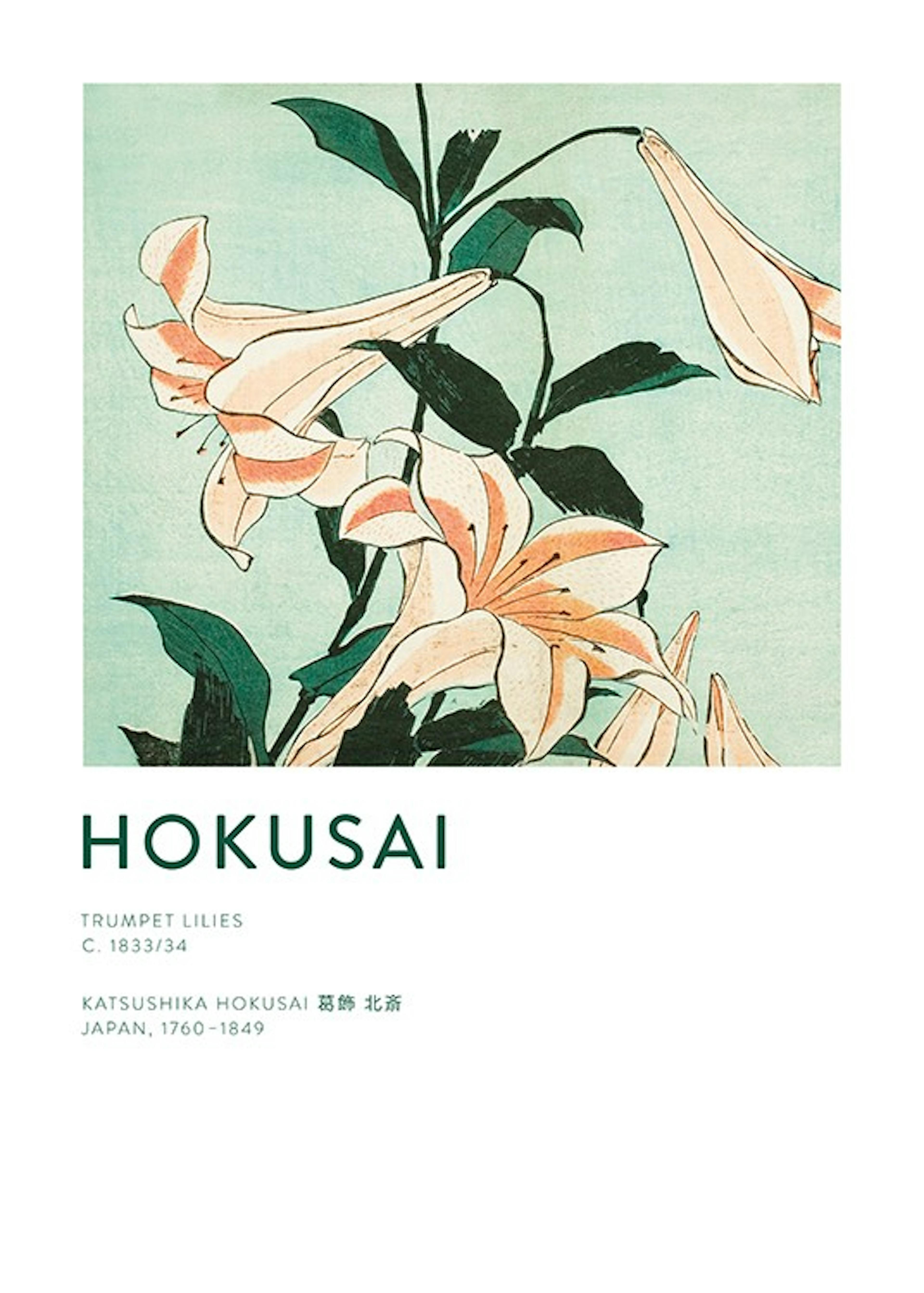 Hokusai - Trumpet Lilies Plagát 0