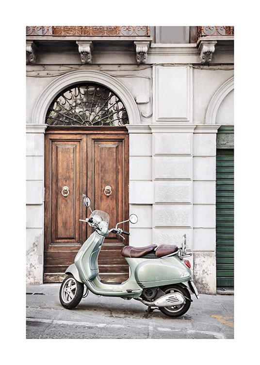 Scooter in Italy Poster - Retro scooter -