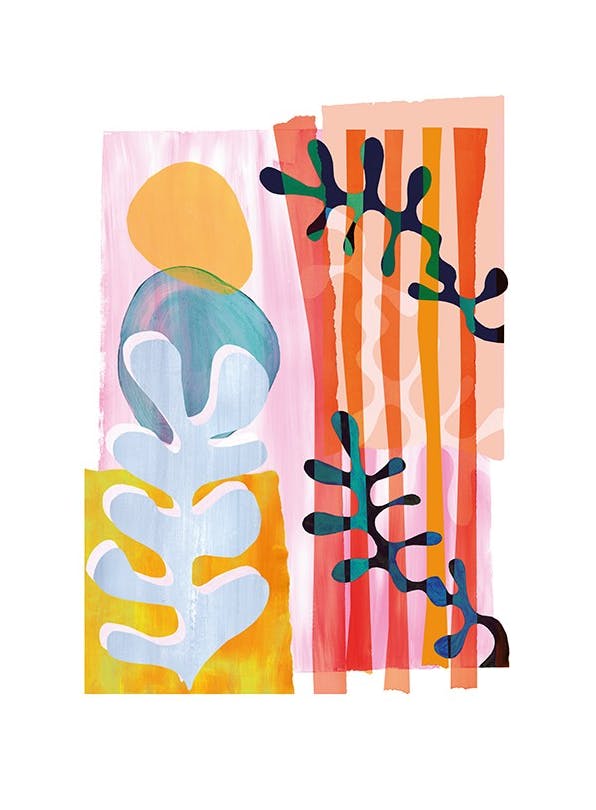Prints - Colourful Abstract Seaweed Leaf Print (30x40 cm) - Graphic art prints