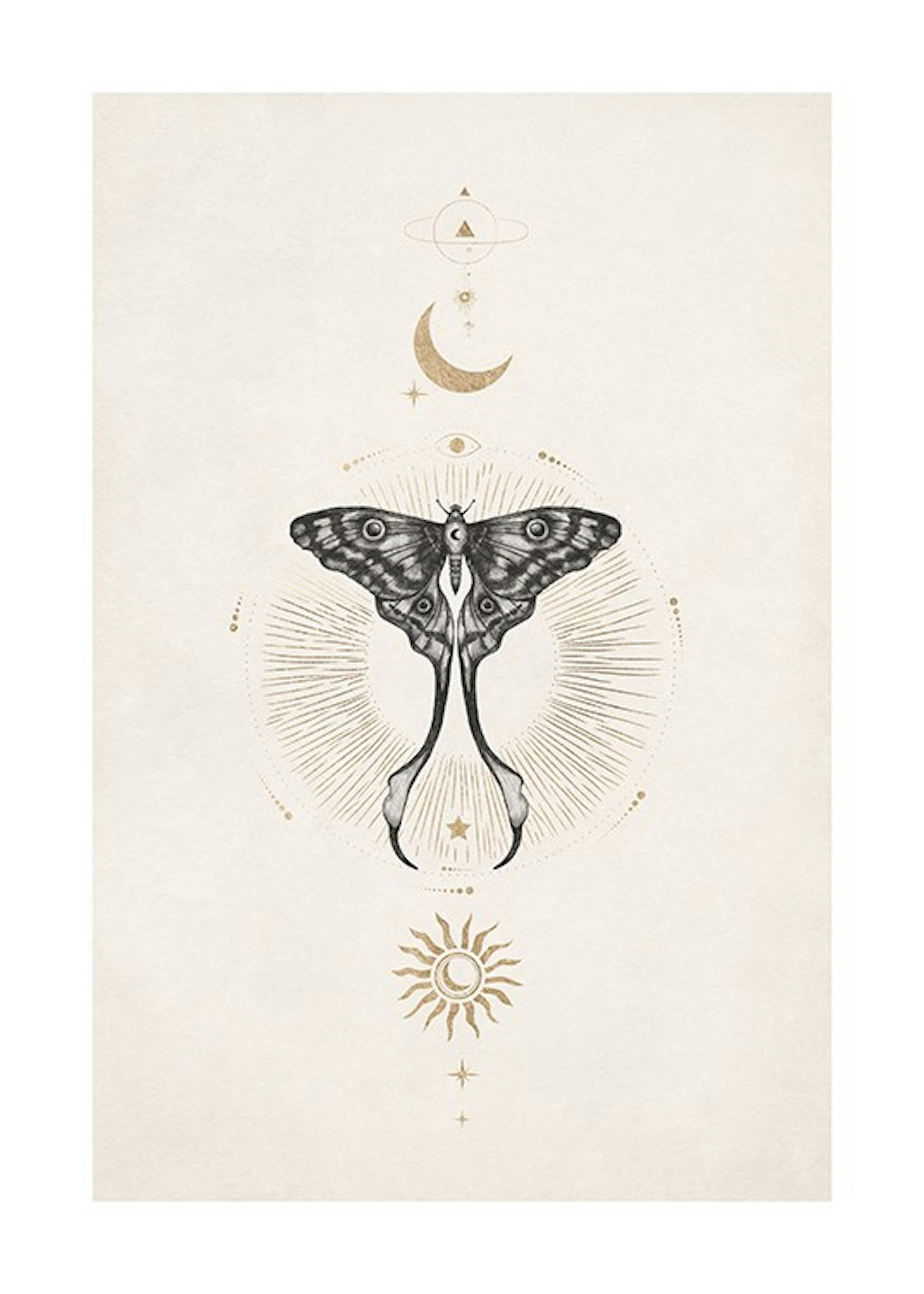 Moon Star Butterfly Print