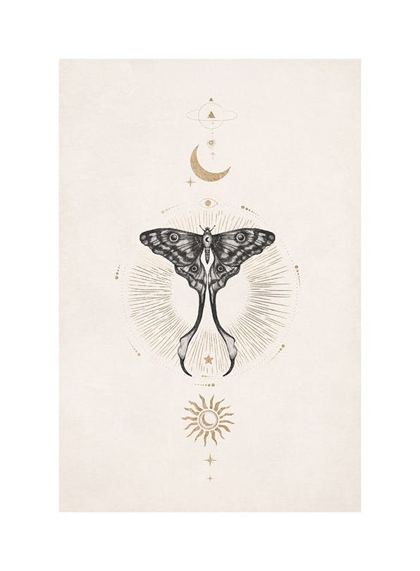 Moon Star Butterfly Plakat (21x30 cm)- Monica Geuze X Desenio