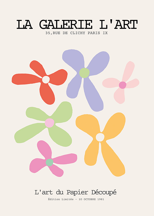 Galerie L'Art Plakat - Grafiske farverige blomster -