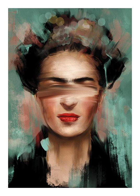 religion Scorch Pick up blade Kahlo in Green Plakat - Abstrakt Frida Kahlo - desenio.dk