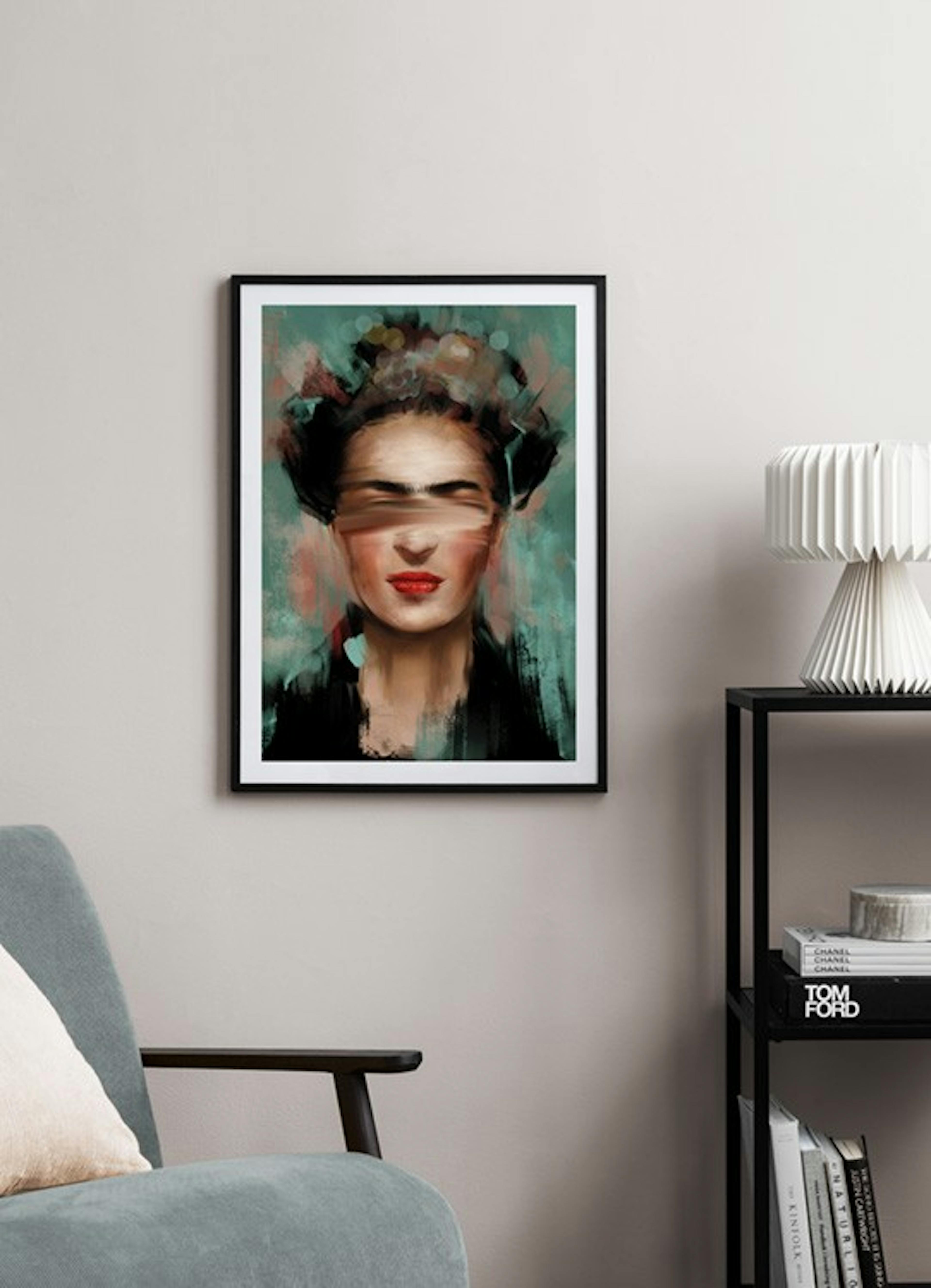 Kahlo in Green Print