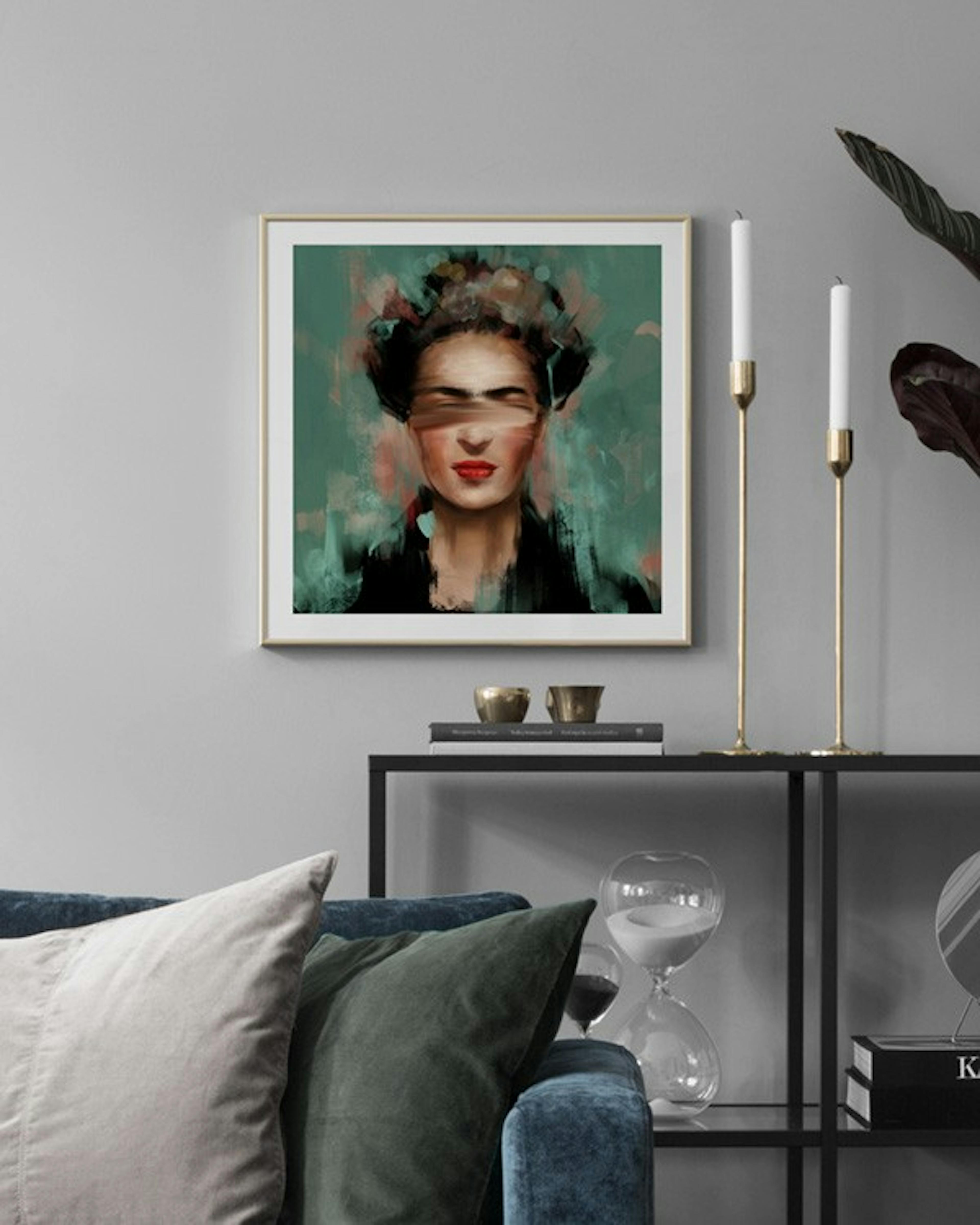Kahlo in Green Print