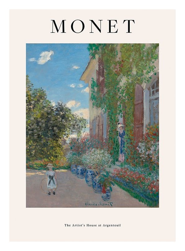 Monet - The Artist’s House at Argenteuil Print (50x70 cm)- Monet Posters