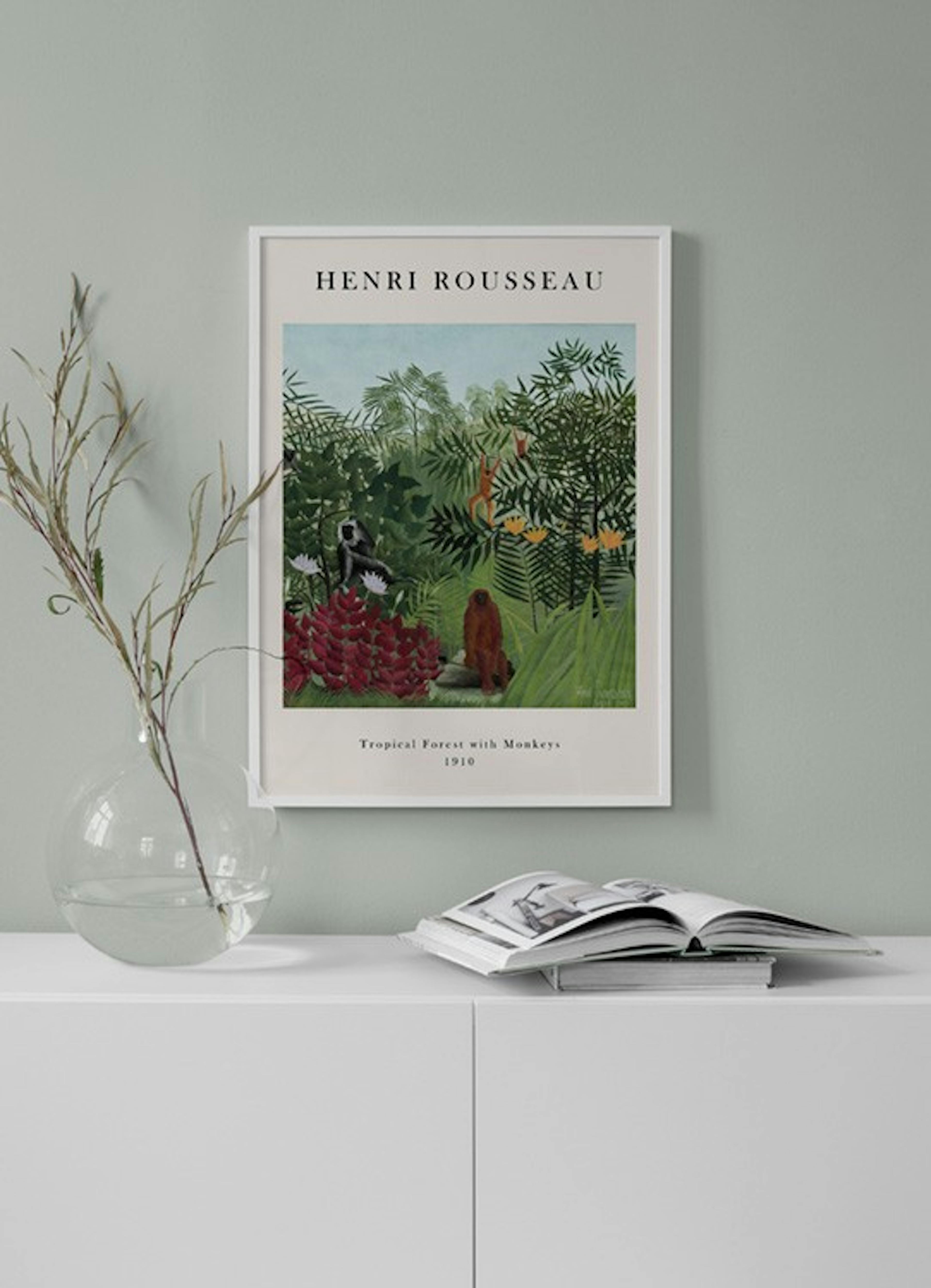 Rousseau - Tropical Forest with Monkeys Print