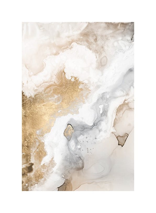 Beige Golden Flow No1 Poster (21x30 cm) - Abstrakte Kunst