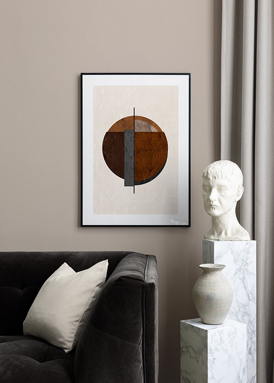 No2 brun Brown cirkel Poster Abstrakt Graphic -