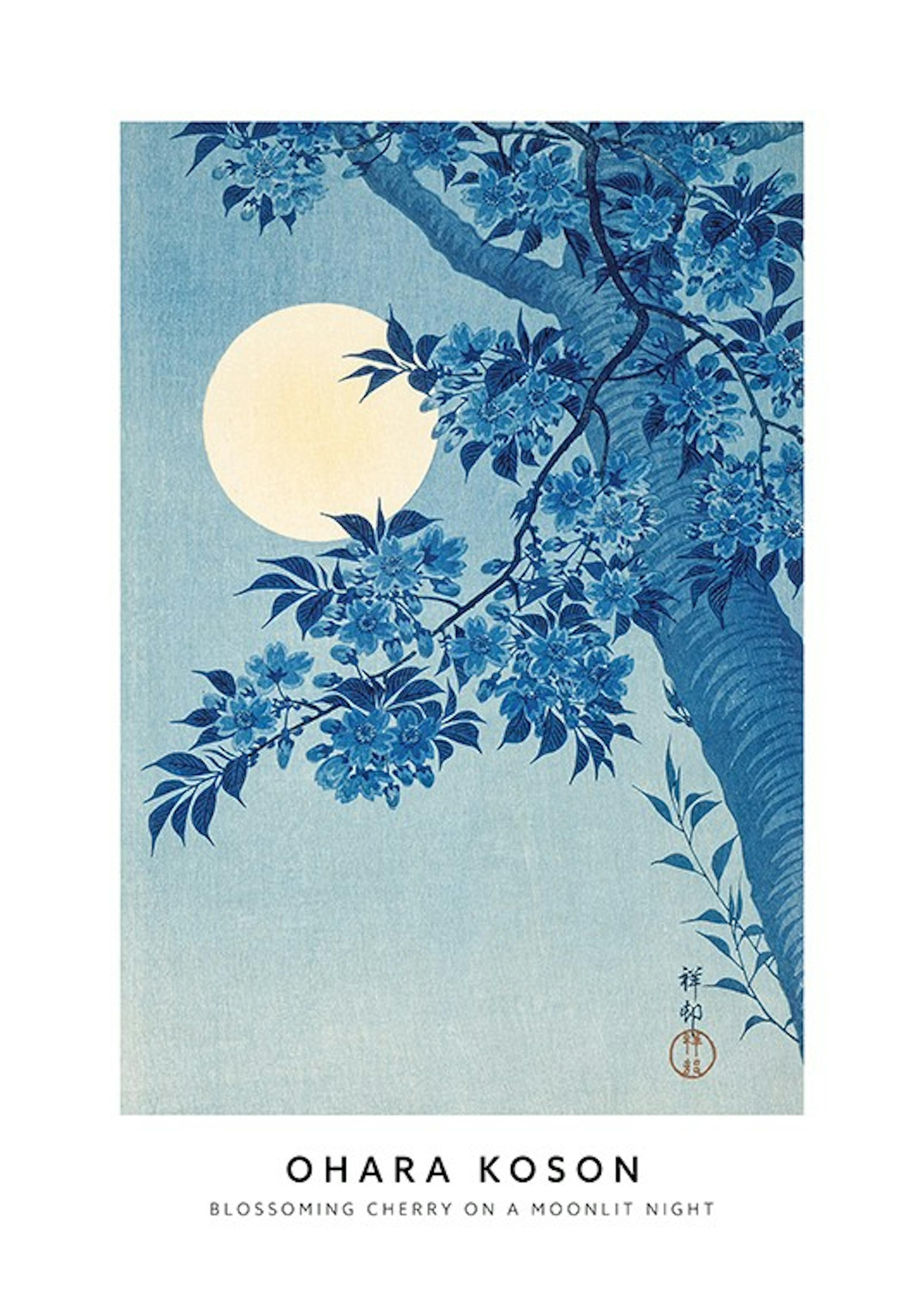 Ohara Koson - Blossoming Cherry on a Moonlit Night Juliste 0
