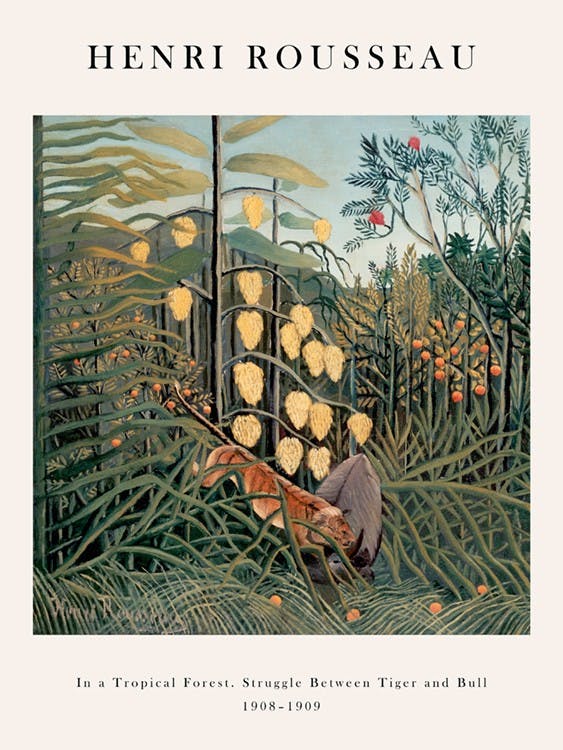 Rousseau - In a Tropical Forest. Struggle Between Tiger and Bull Plagát 0