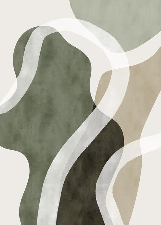 Abstract Green Shapes No1 Poster 0