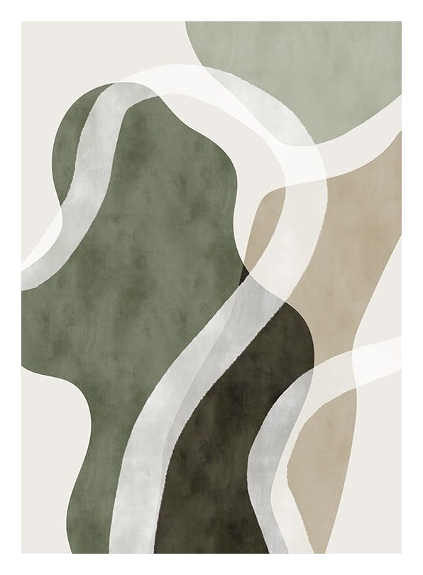 Prints - Abstract Green Shapes No1 Print (30x40 cm) - Abstract art prints
